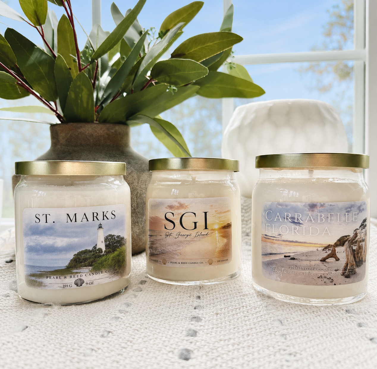 Where We Live Florida coastal candle label options by Pearl & Reed, detail view